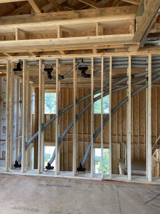 Thickened wall with duct runs