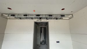 Steel framed dropped bulkhead