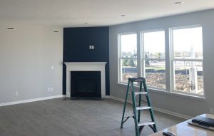 Finished room with wall and ceiling diffusers