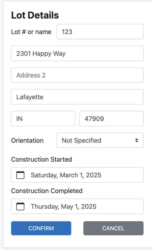 manage lot orientation setting 01 unset